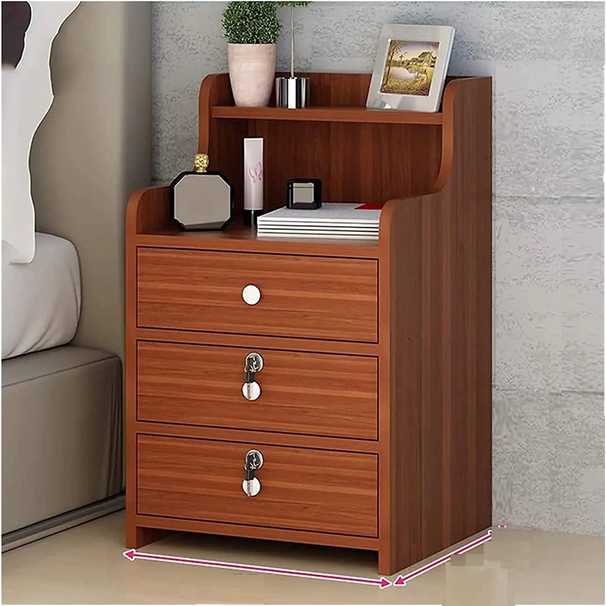 DIBA MUEBLES - Velador 3 Cajones Frid Cerezo