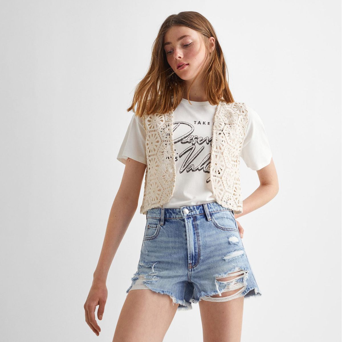 MANGO TEEN - Short Algodón Mujer Mango Teen