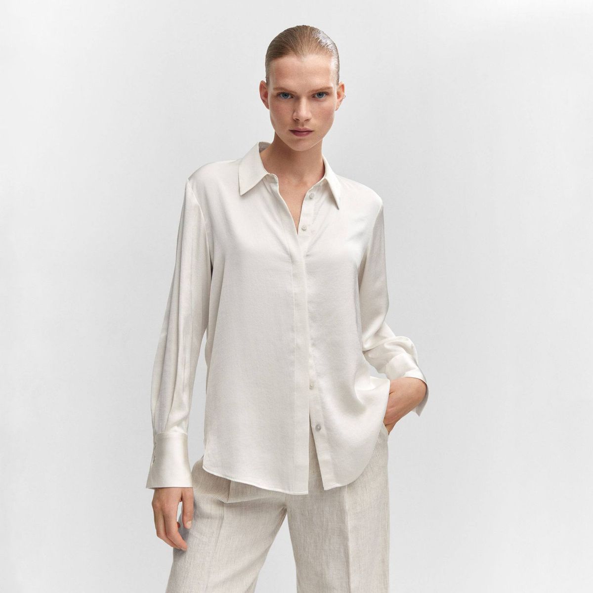 MANGO - Blusa Manga Larga Mujer Mango