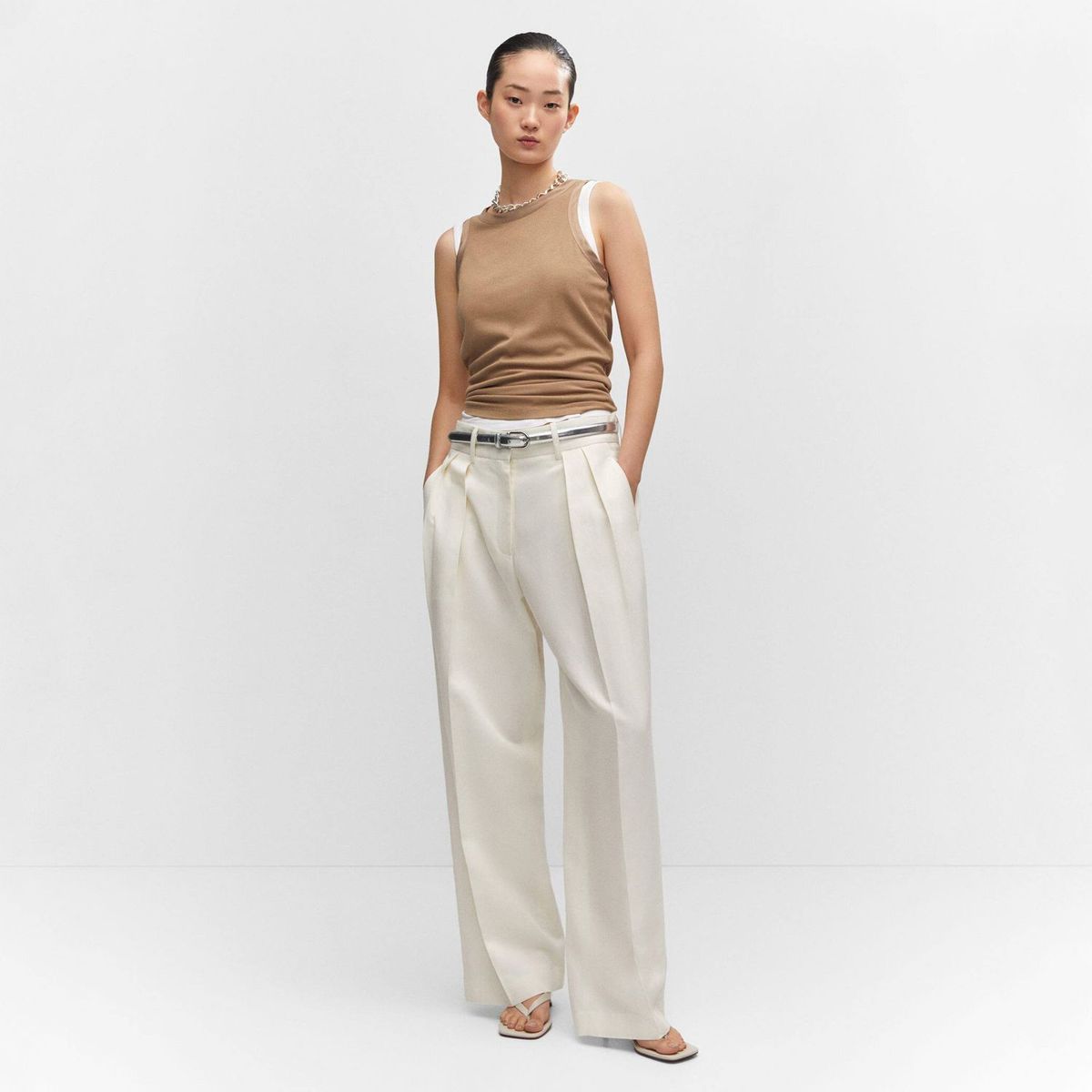 MANGO - Pantalón Wide Leg Mujer Mango