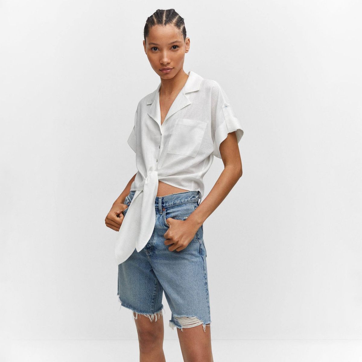 MANGO - Blusa Manga Corta Mujer Mango