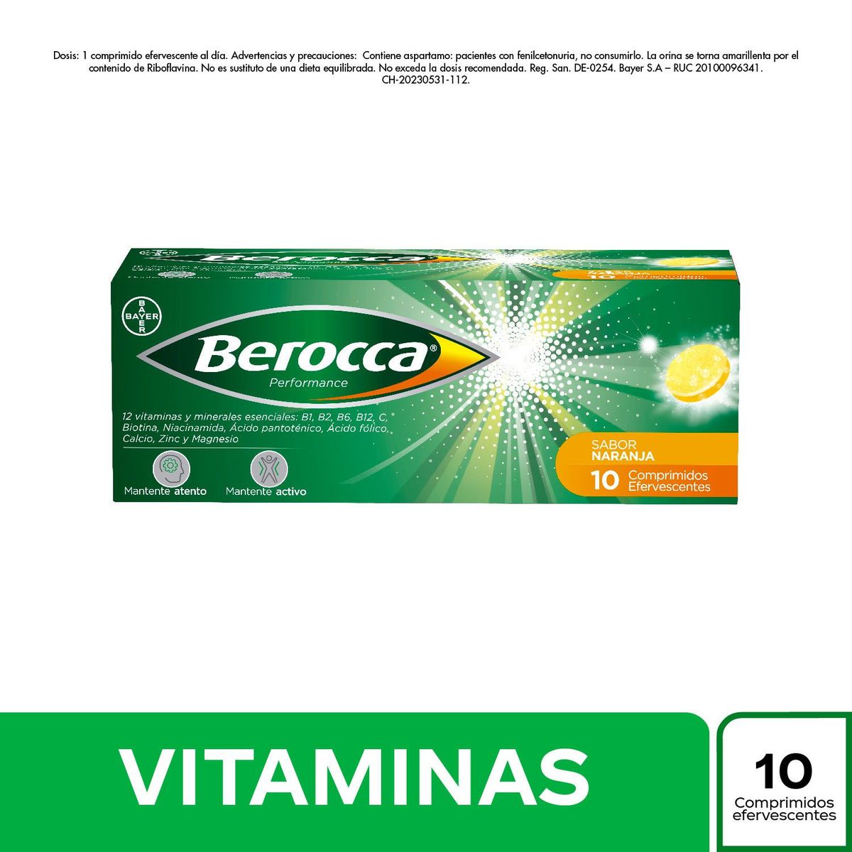 BEROCCA - Berocca Performance Comprimido Efervescente 10 Tabletas