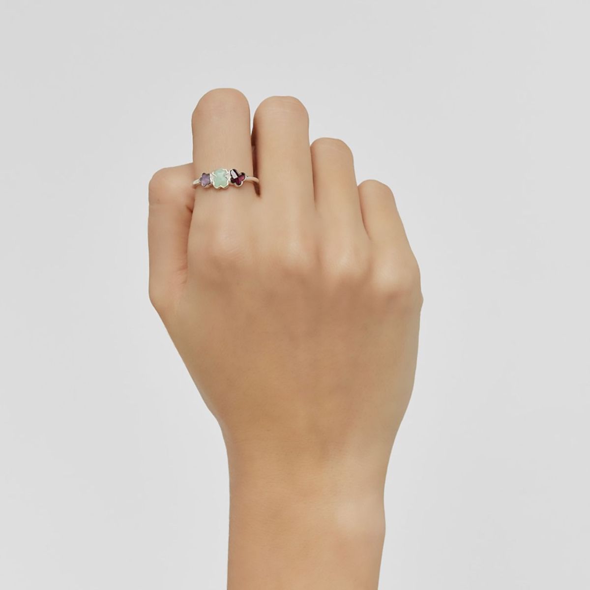 TOUS - Anillo Ag 1Ley 3 Motivos Gemas N12