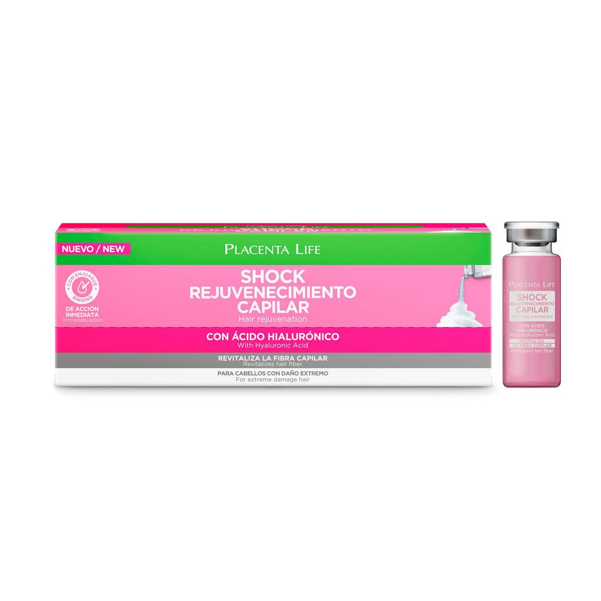 PLACENTA LIFE - Shock Rejuvenecimiento Capilar Hialuronico Caja 12 unid Placenta Life
