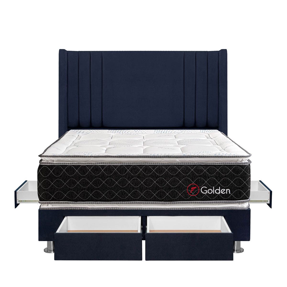 FORLI - Dormitorio Con Cajones Golden Azul Queen