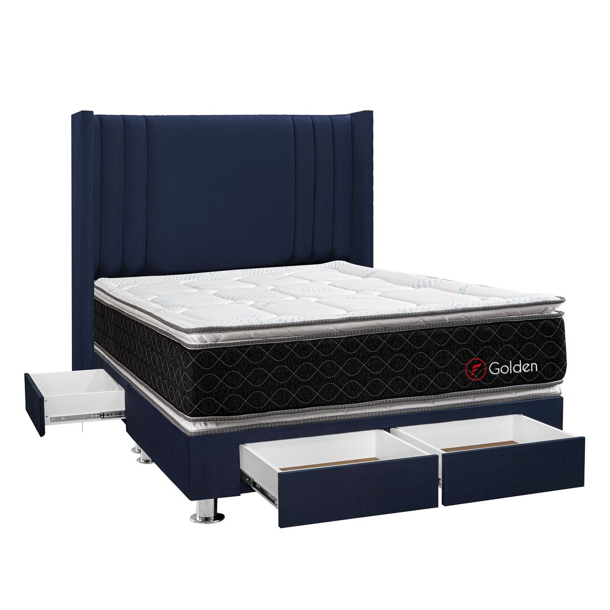 FORLI - Dormitorio Con Cajones Golden Azul King