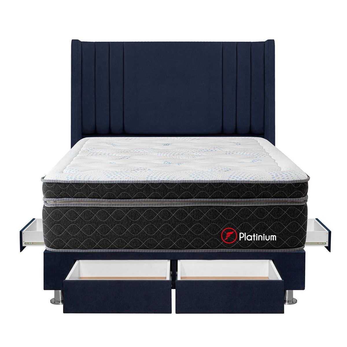 FORLI - Dormitorio Con Cajones Platinium De Luxe Azul Queen