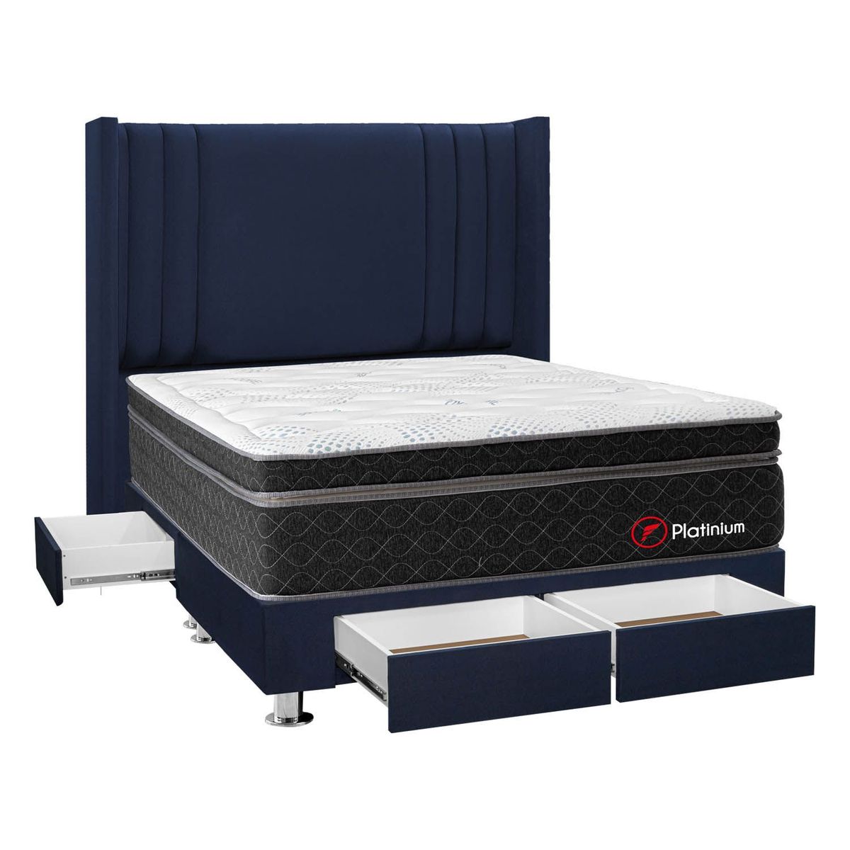 FORLI - Dormitorio Con Cajones Platinium De Luxe Azul Queen