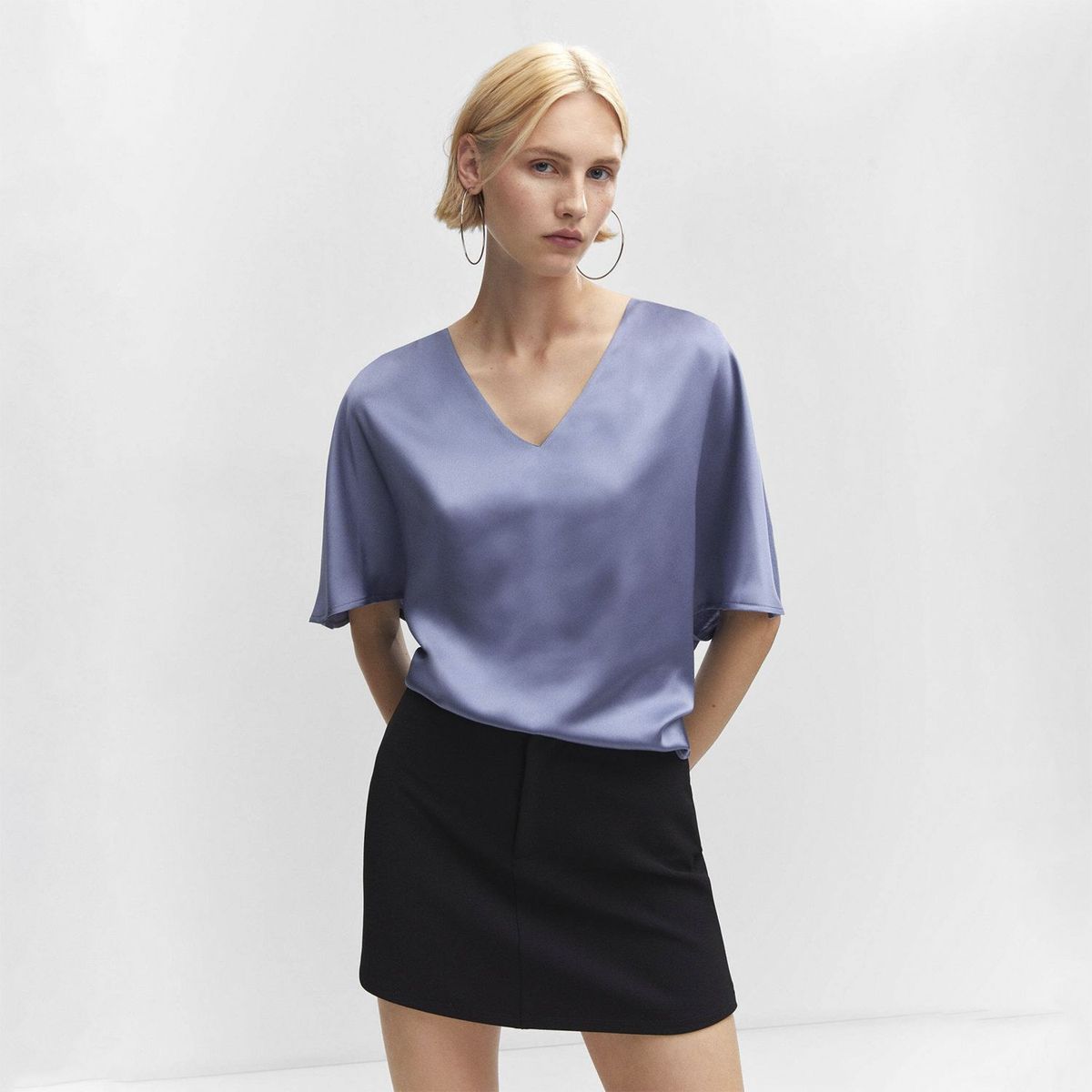MANGO - Blusa Manga Corta Mujer Mango