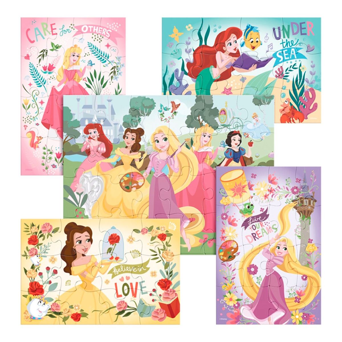 DISNEY - Rompecabezas 5 En 1 Princesas Disney