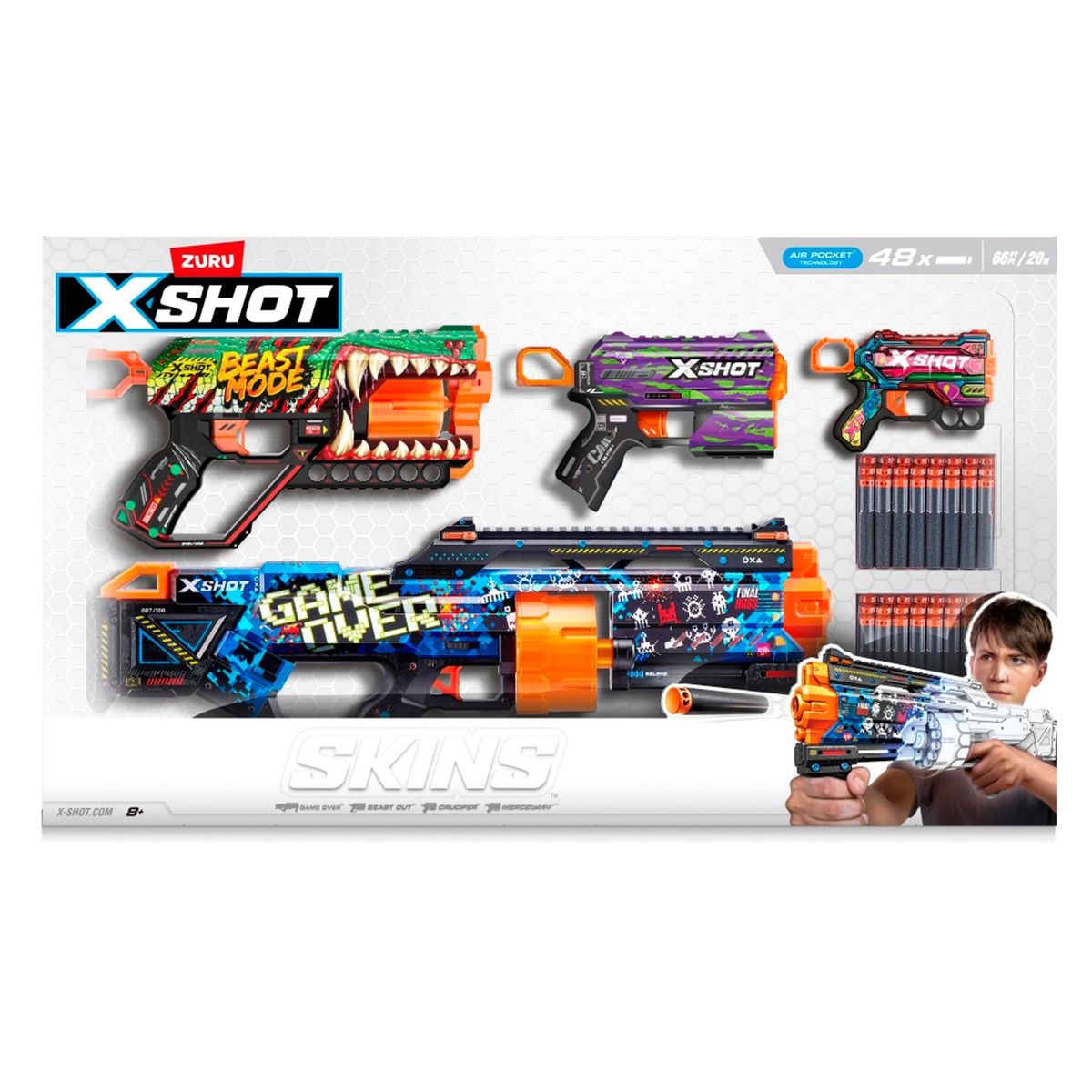 X-SHOT - Pack X4 Lanzadores X-shot Skins