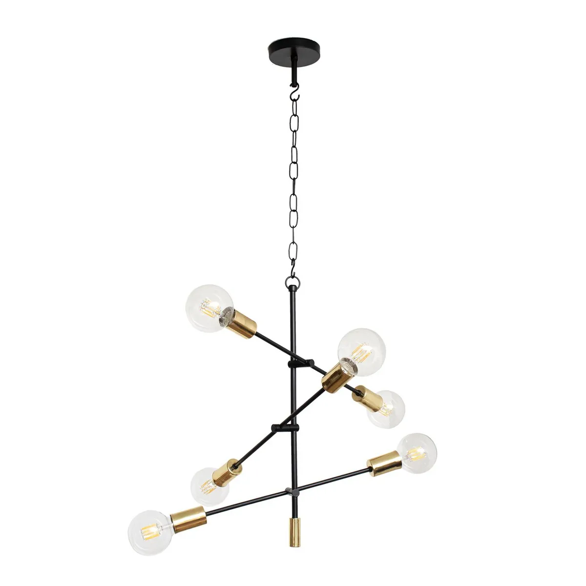 LA ROCHELLI - Lámpara Milano Negro Con Bronce 6 Luces