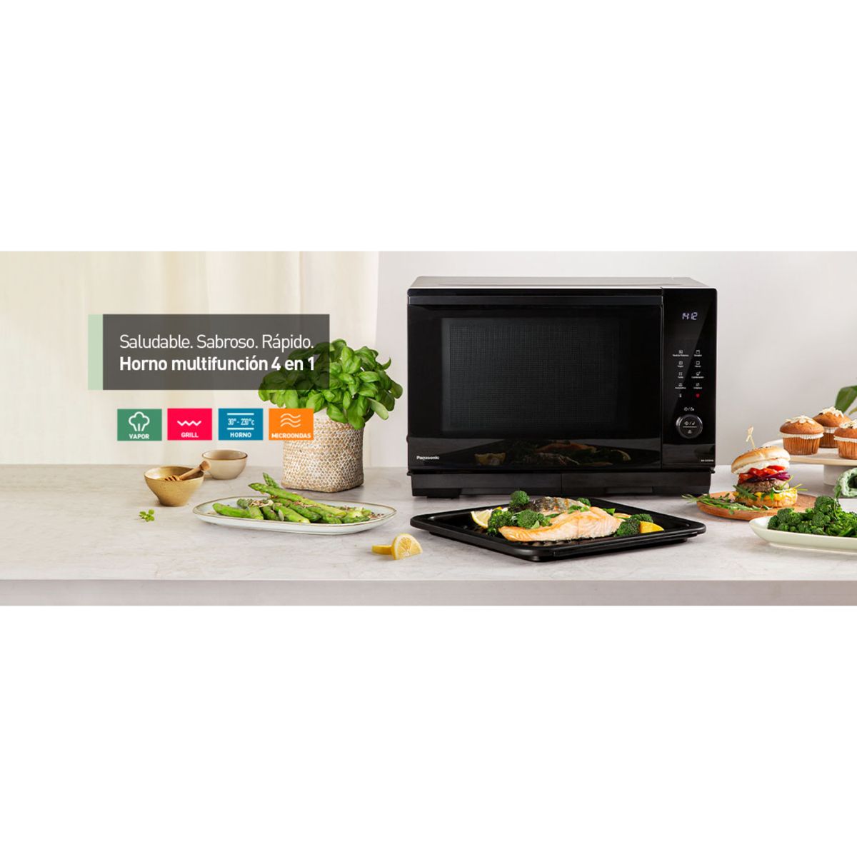 PANASONIC - Horno multifunción Panasonic 4 en 1 DS59 27lt Negro
