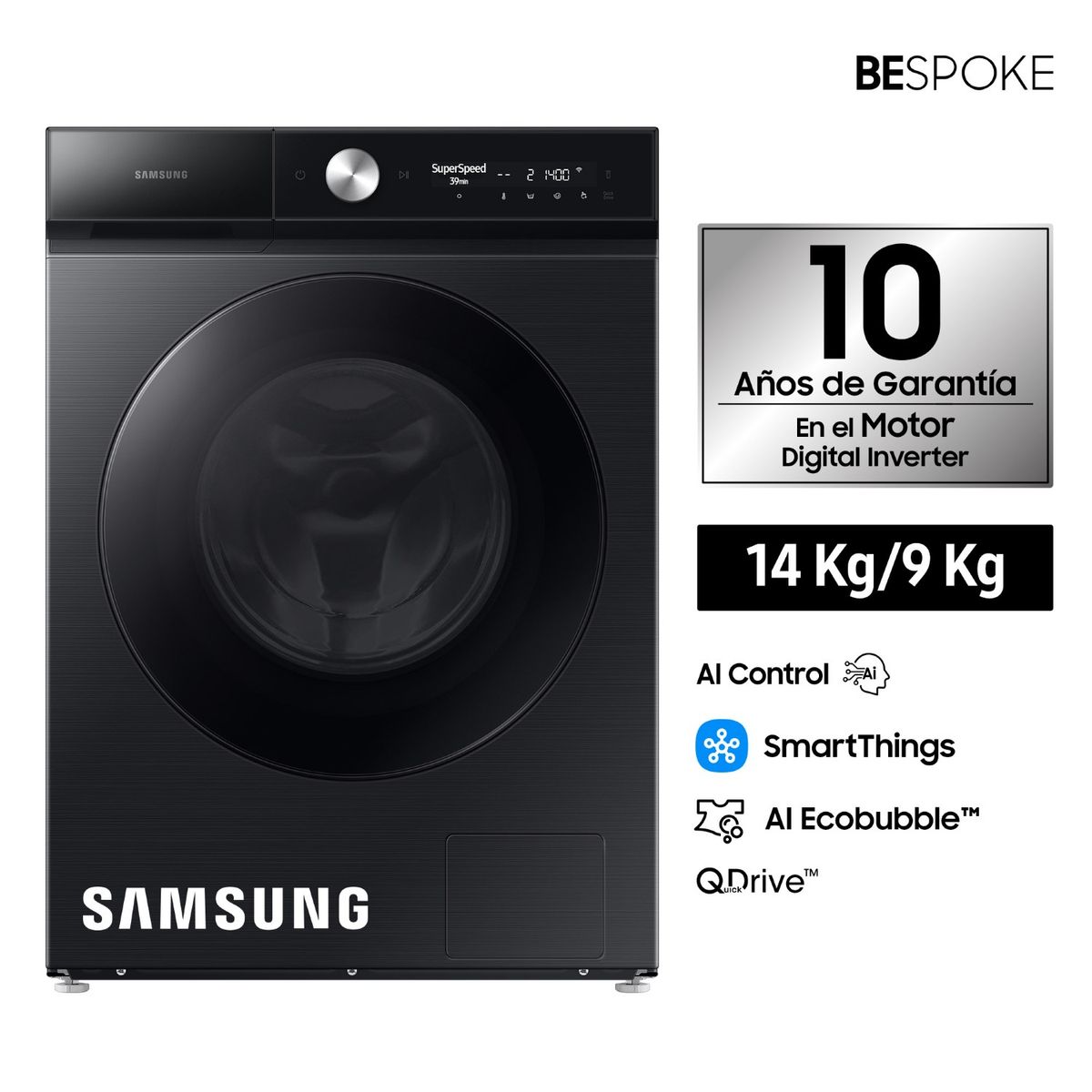 SAMSUNG - Lavaseca Samsung Bespoke Luxury Black 14kg / 9kg