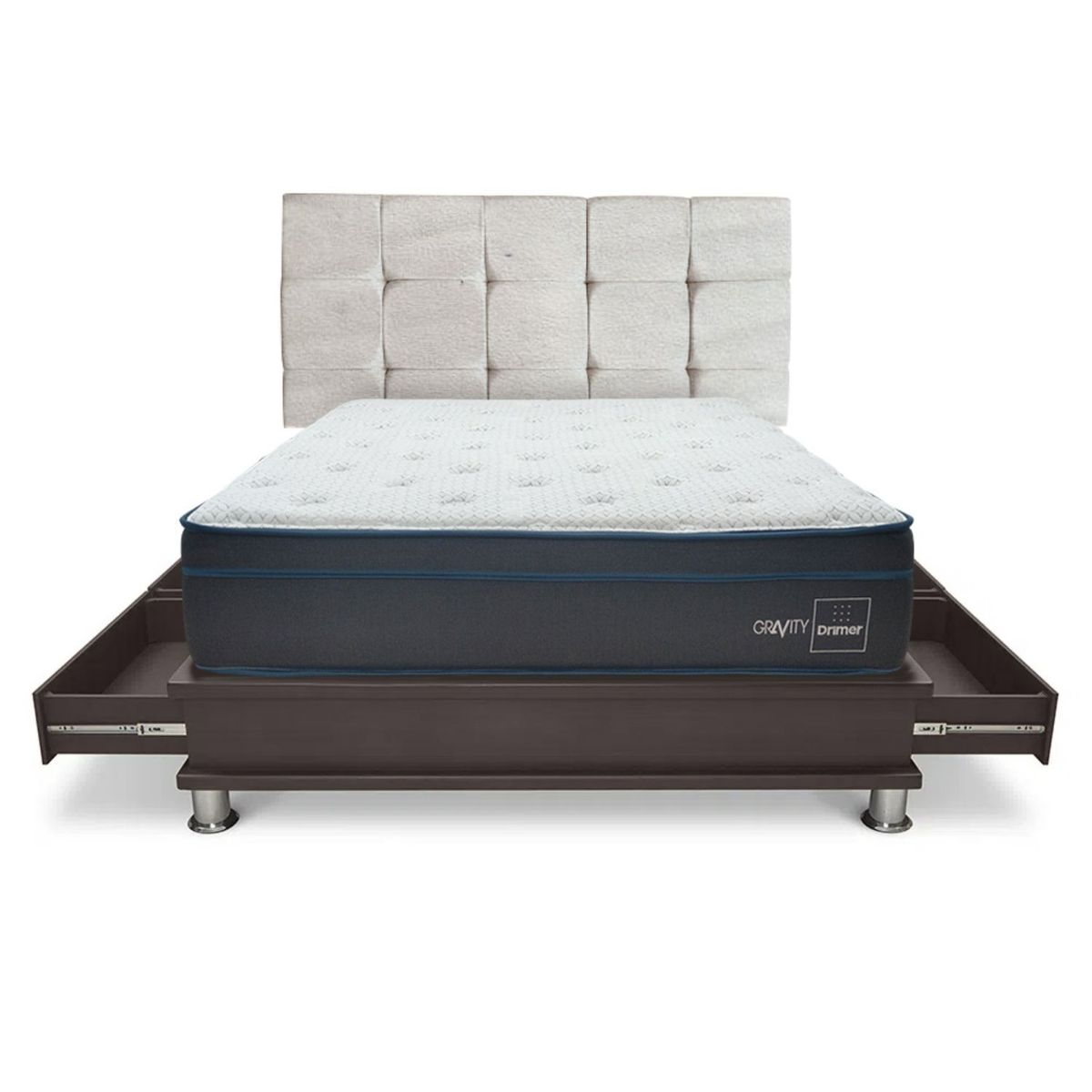 DRIMER - Dormitorio con Cajones Cuadros Gravity King + 2 Almohadas