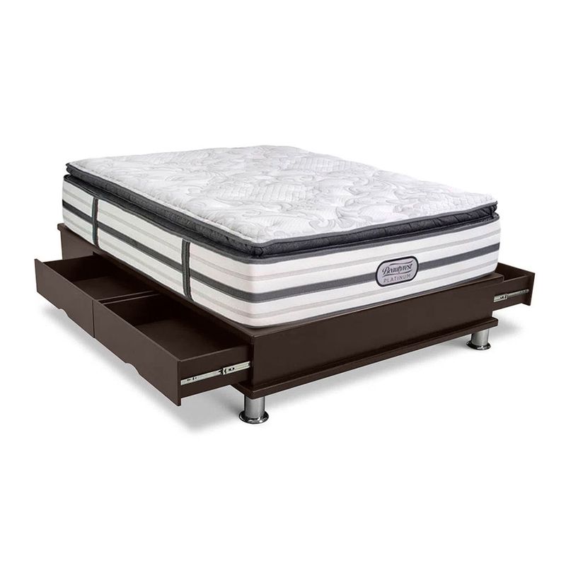 BEAUTYREST SIMMONS - Cama con Cajones Platinum King + 2 Almohadas