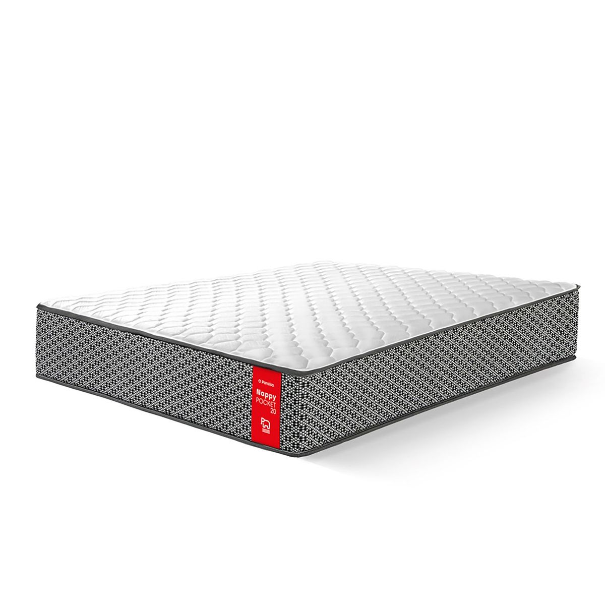 PARAISO - Colchón Nappy Pocket 20 Firme Queen + 2 Almohadas + Protector