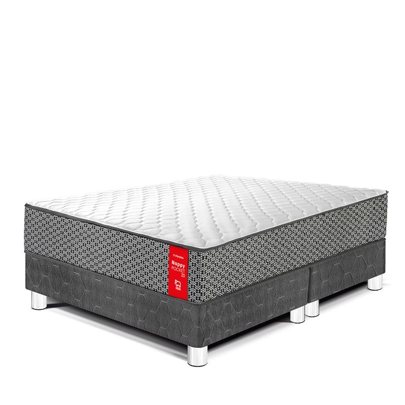 PARAISO - Cama Box Tarima Nappy Pocket 20 Firme Queen + 2 Almohadas + Protector