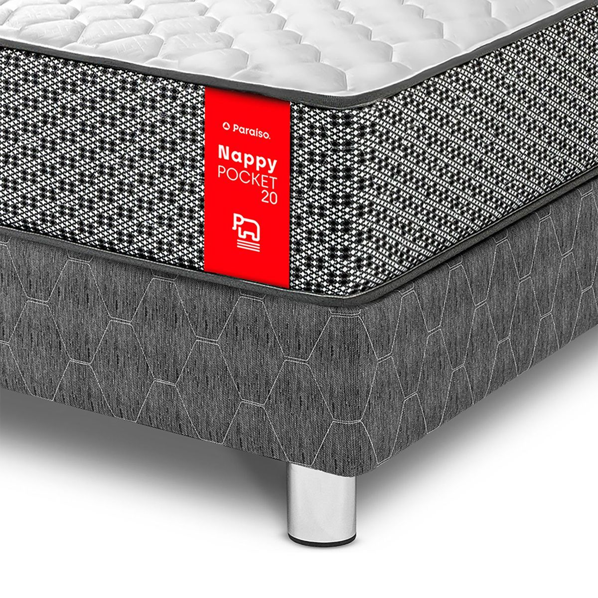 PARAISO - Dormitorio Nappy Pocket 20 Firme 1.5 Plz + 1 Almohada + Protector