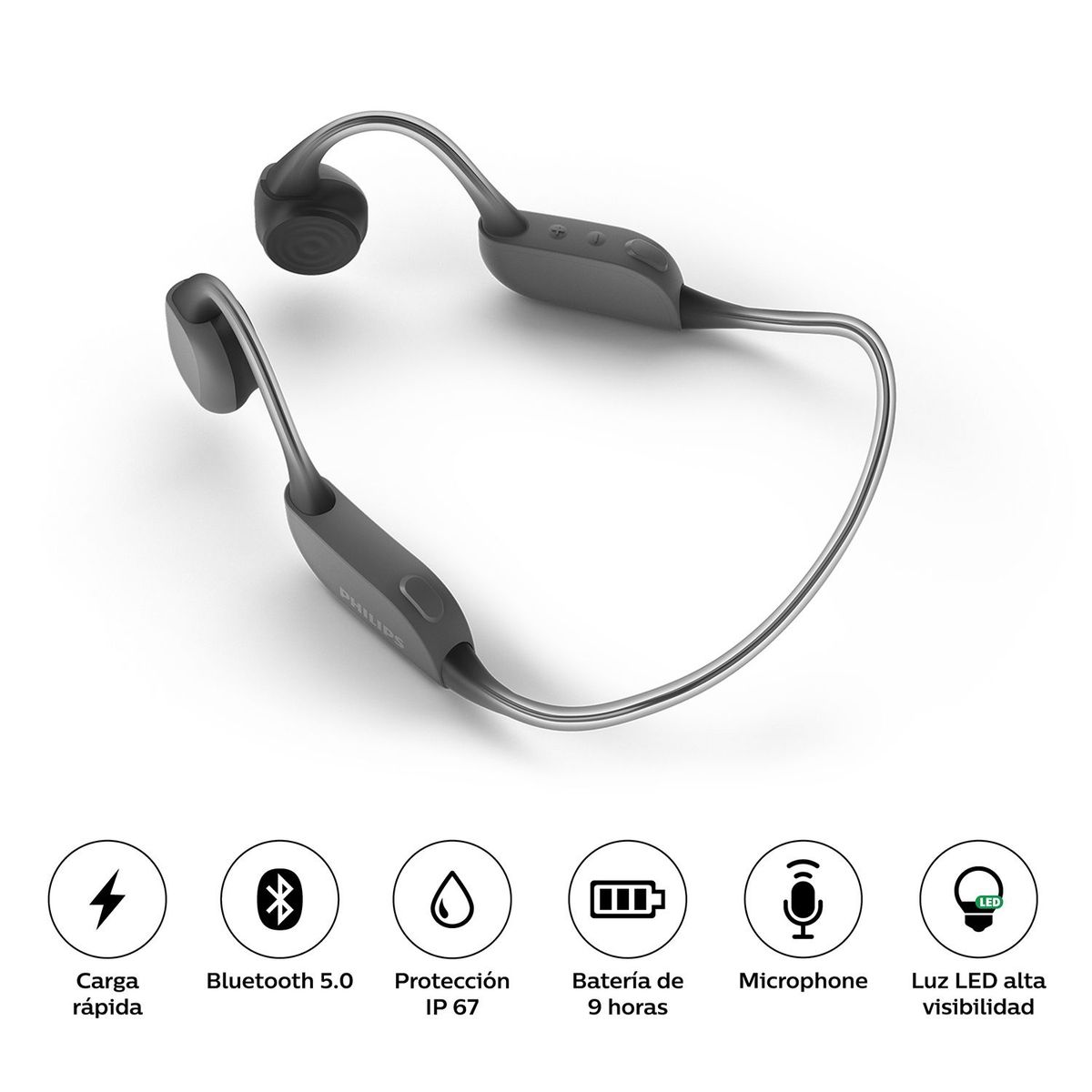 PHILIPS - Audifonos Bone Conduction Bluetooth 5.2 Ip67 Taa6606bk Negro Philips