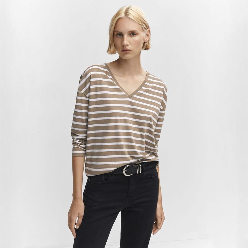 MANGO - Polo Manga Larga Algodón Mujer Mango