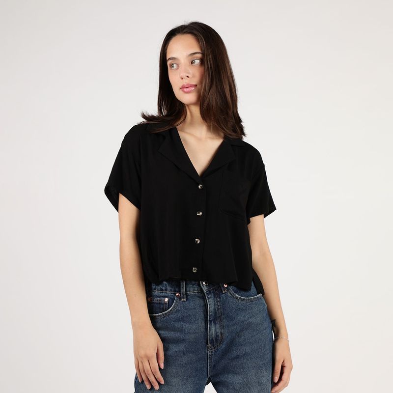 SYBILLA - Blusa Manga Corta Lino Mujer Sybilla