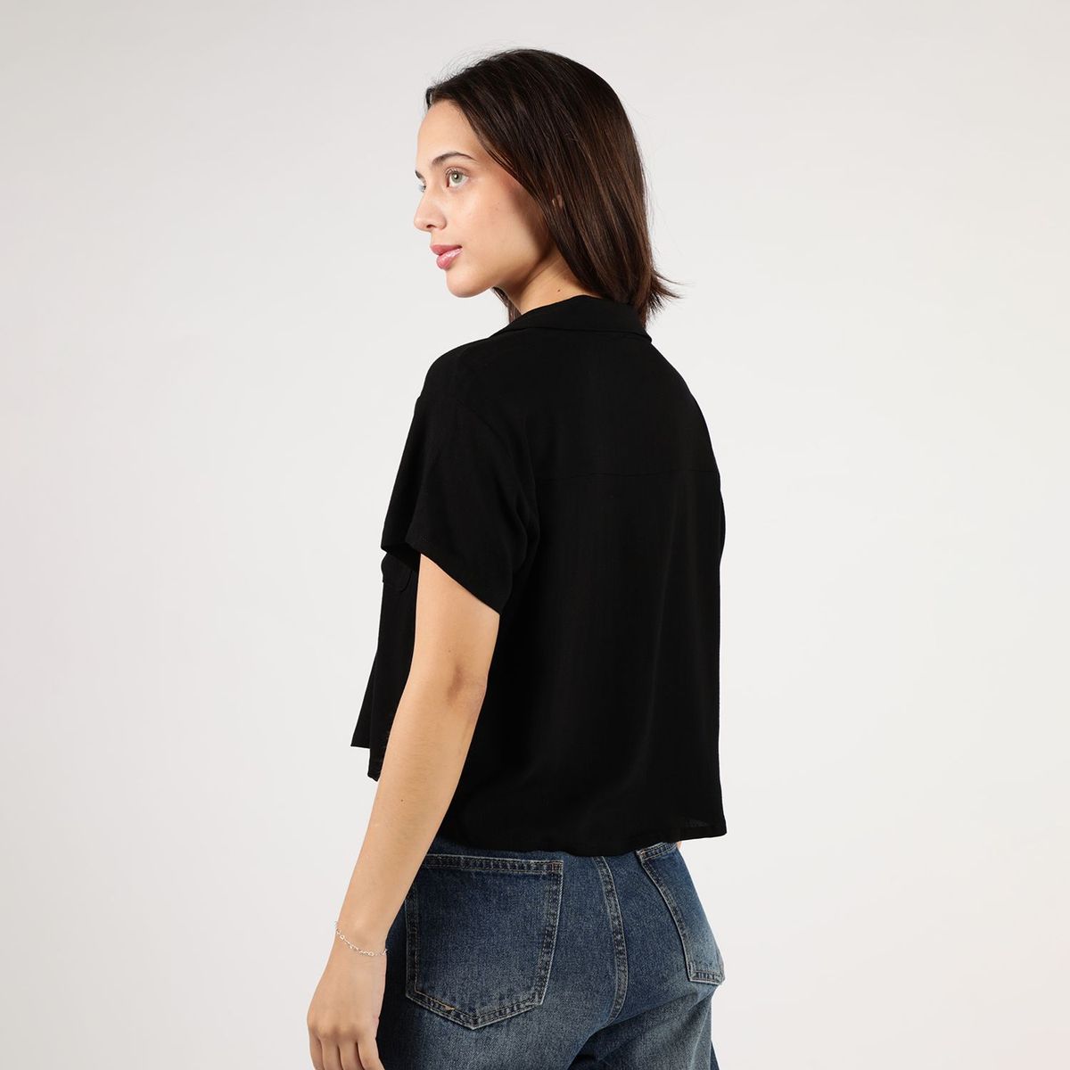 SYBILLA - Blusa Manga Corta Lino Mujer Sybilla