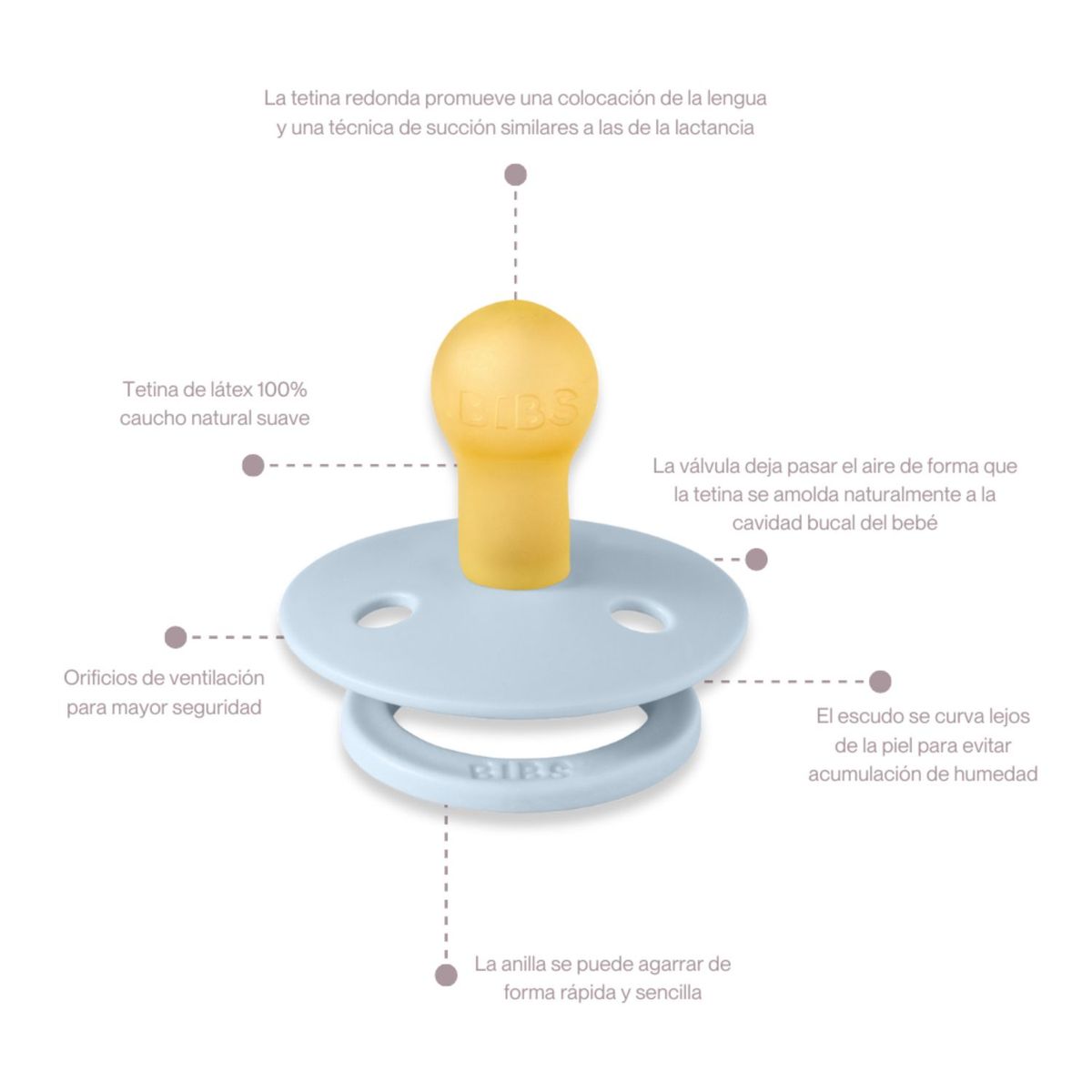 BIBS - Chupon para Bebe x2und Colour Baby Blue