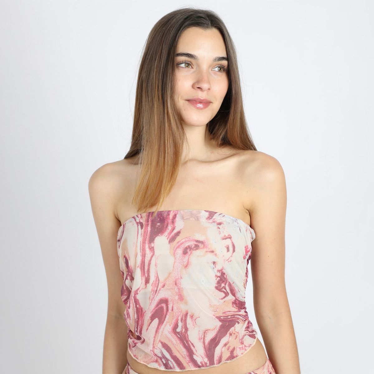 SYBILLA - Top Mesh Straples Mujer Sybilla