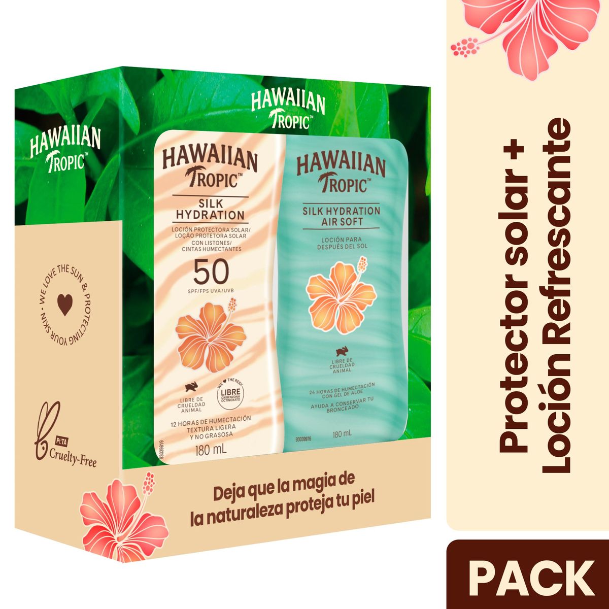HAWAIIAN TROPIC - Set Hawaiian Tropic Protector Solar Silk Hydration Fps50 180ml + Loción Refrescante Silk Hydration 180ml