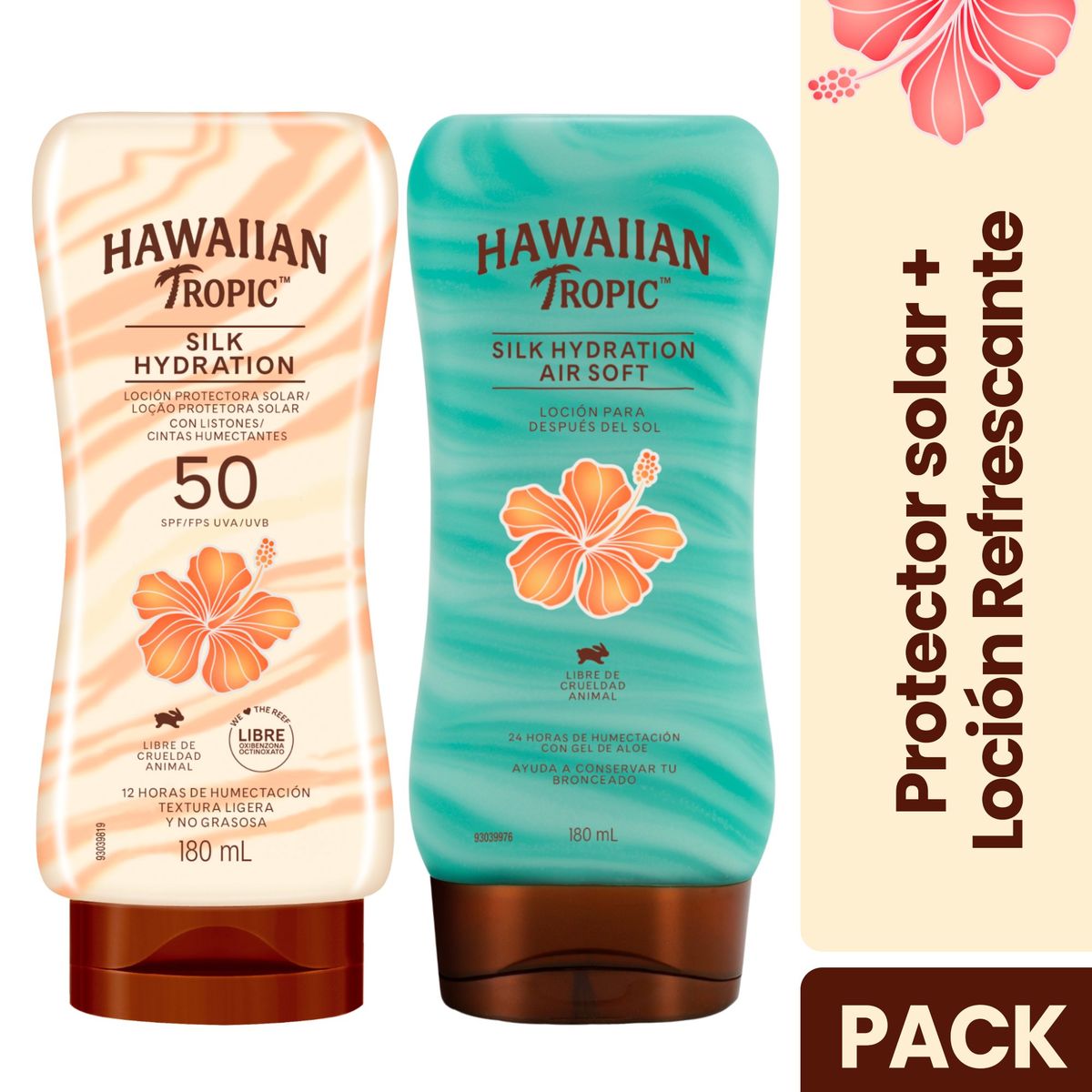 HAWAIIAN TROPIC - Set Hawaiian Tropic Protector Solar Silk Hydration Fps50 180ml + Loción Refrescante Silk Hydration 180ml