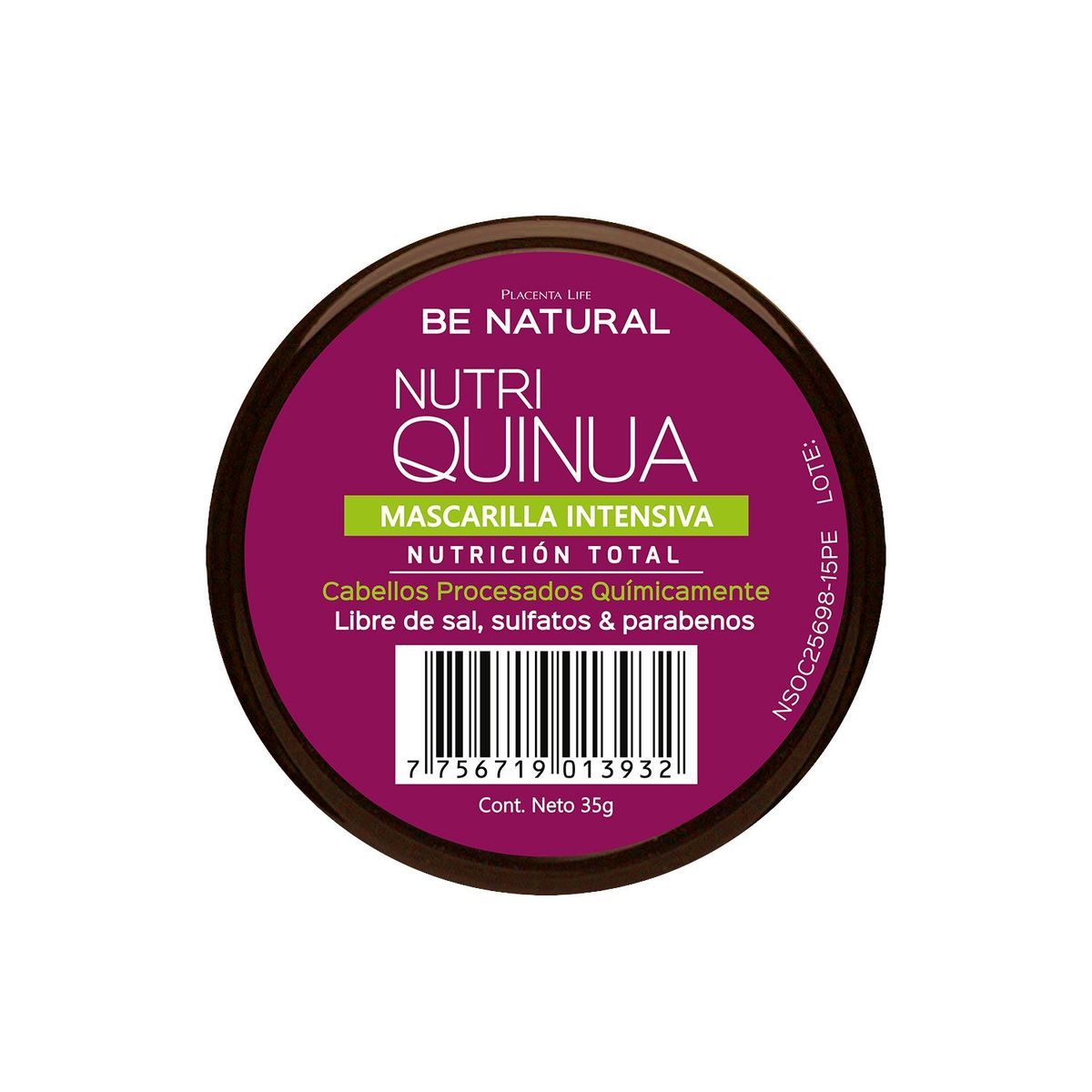BE NATURAL - Mascarilla para Cabello Tinturado Nutri Quinua 35gr Be Natural