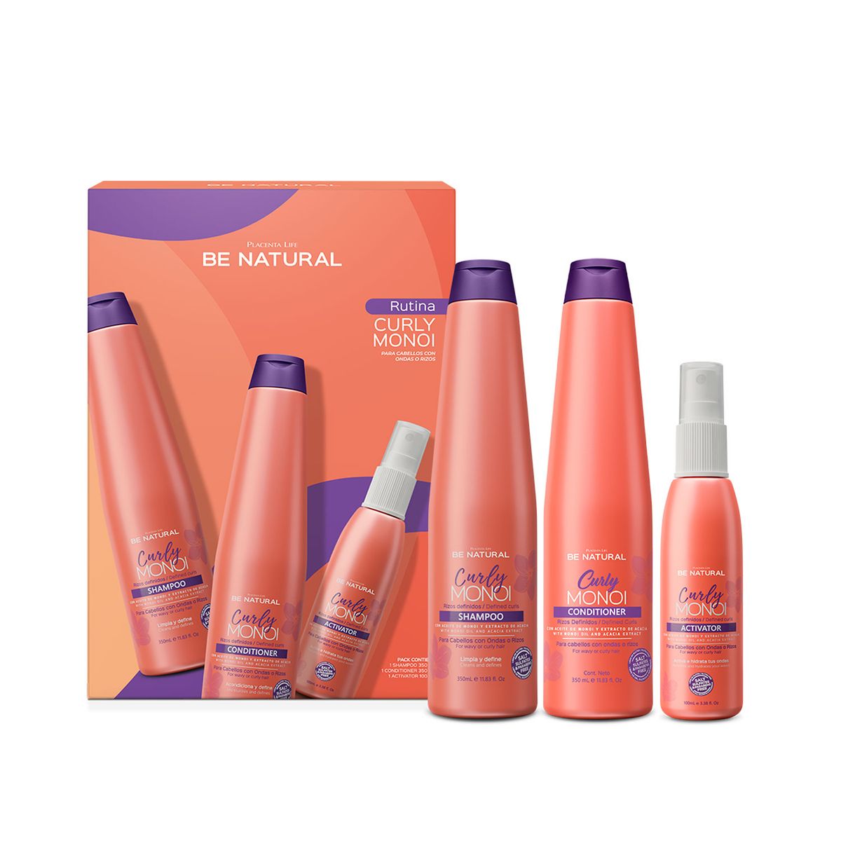 BE NATURAL - Set Capilar Para Cabello Ondulado Curly Monoi Be Natural