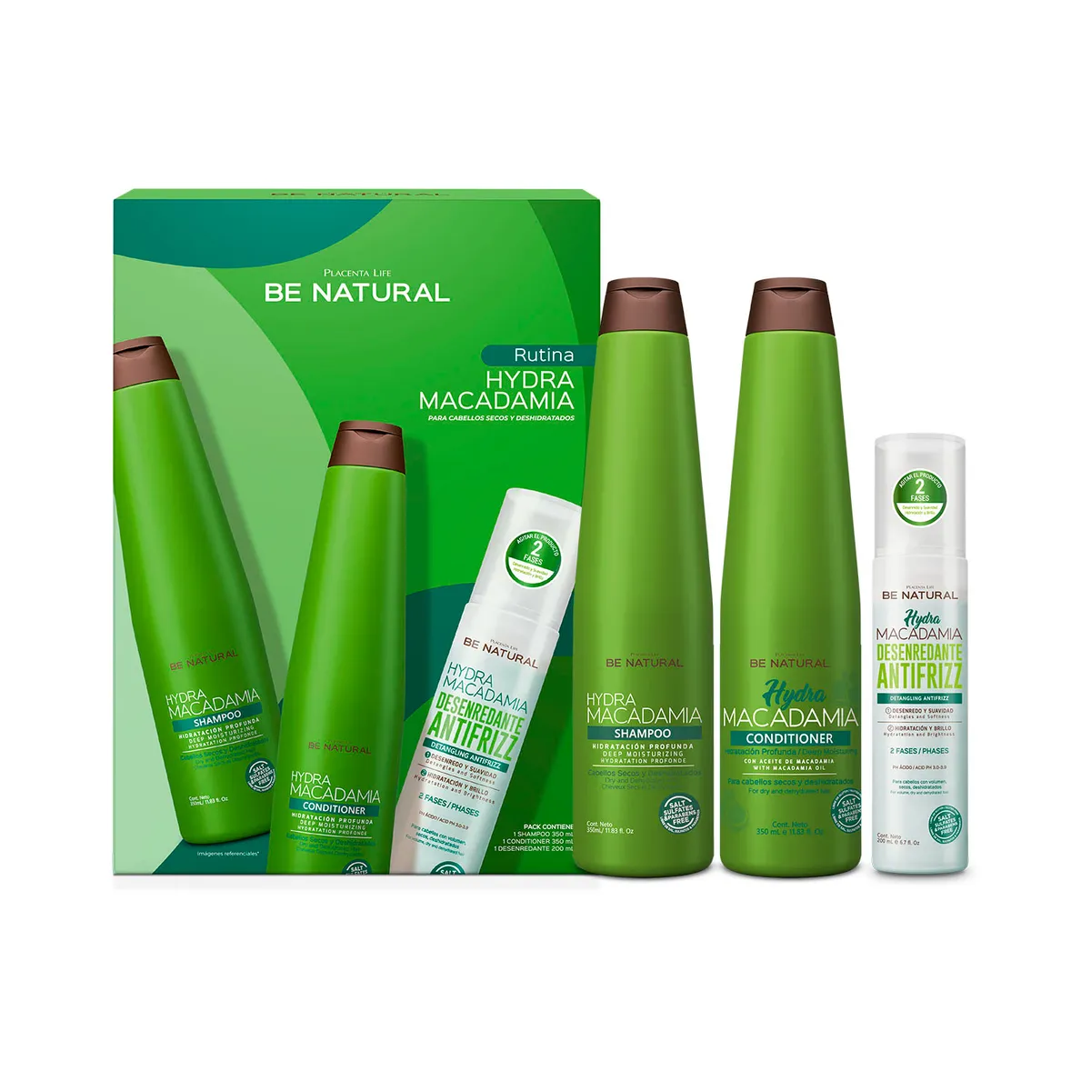 BE NATURAL - Set Capilar Para Cabello Seco Hydra Macadamia Be Natural