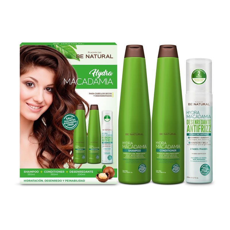 BE NATURAL - Set Capilar Para Cabello Seco Hydra Macadamia Be Natural