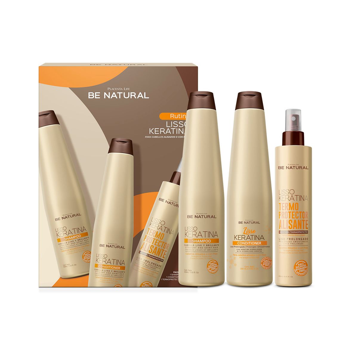BE NATURAL - Set Capilar Para Cabello con Frizz Lisso Keratina Be Natural