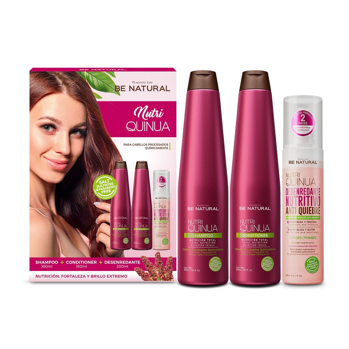 BE NATURAL - Set Capilar Para Cabello Tinturado Nutri Quinua Be Natural