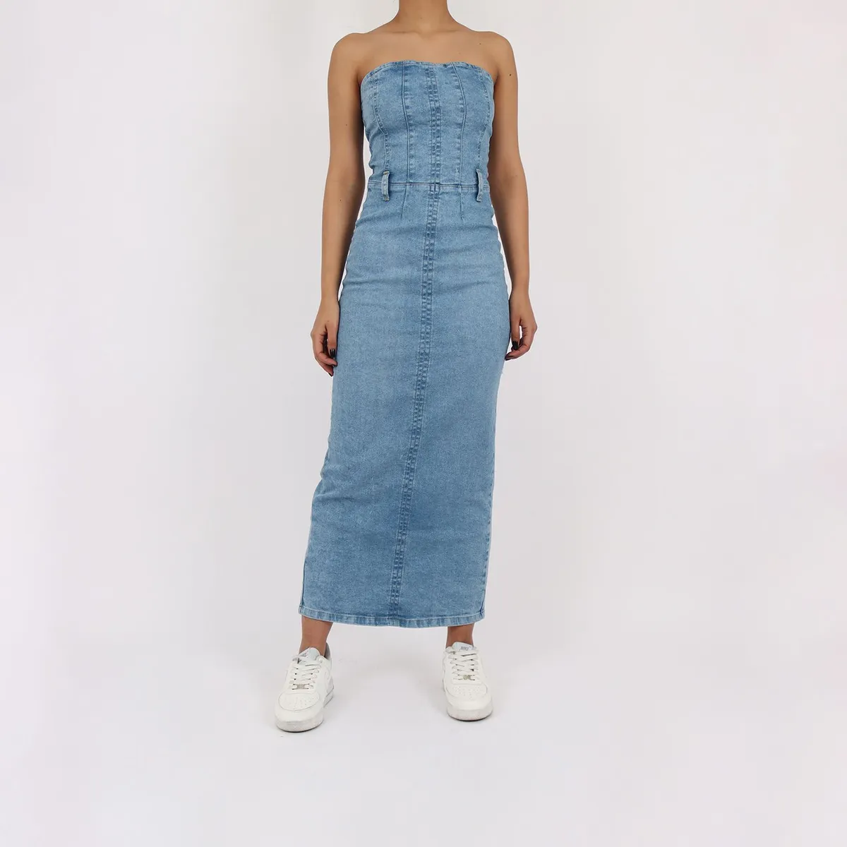 KAYRA POBLET - Vestido Jean Mujer Strapless Zipper