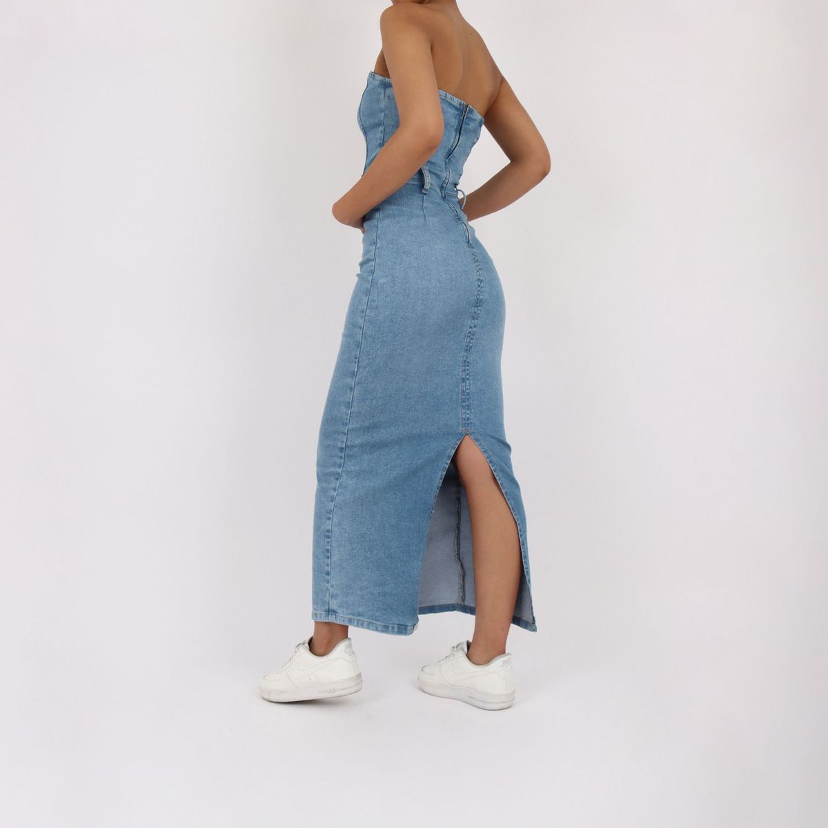 KAYRA POBLET - Vestido Jean Mujer Strapless Zipper