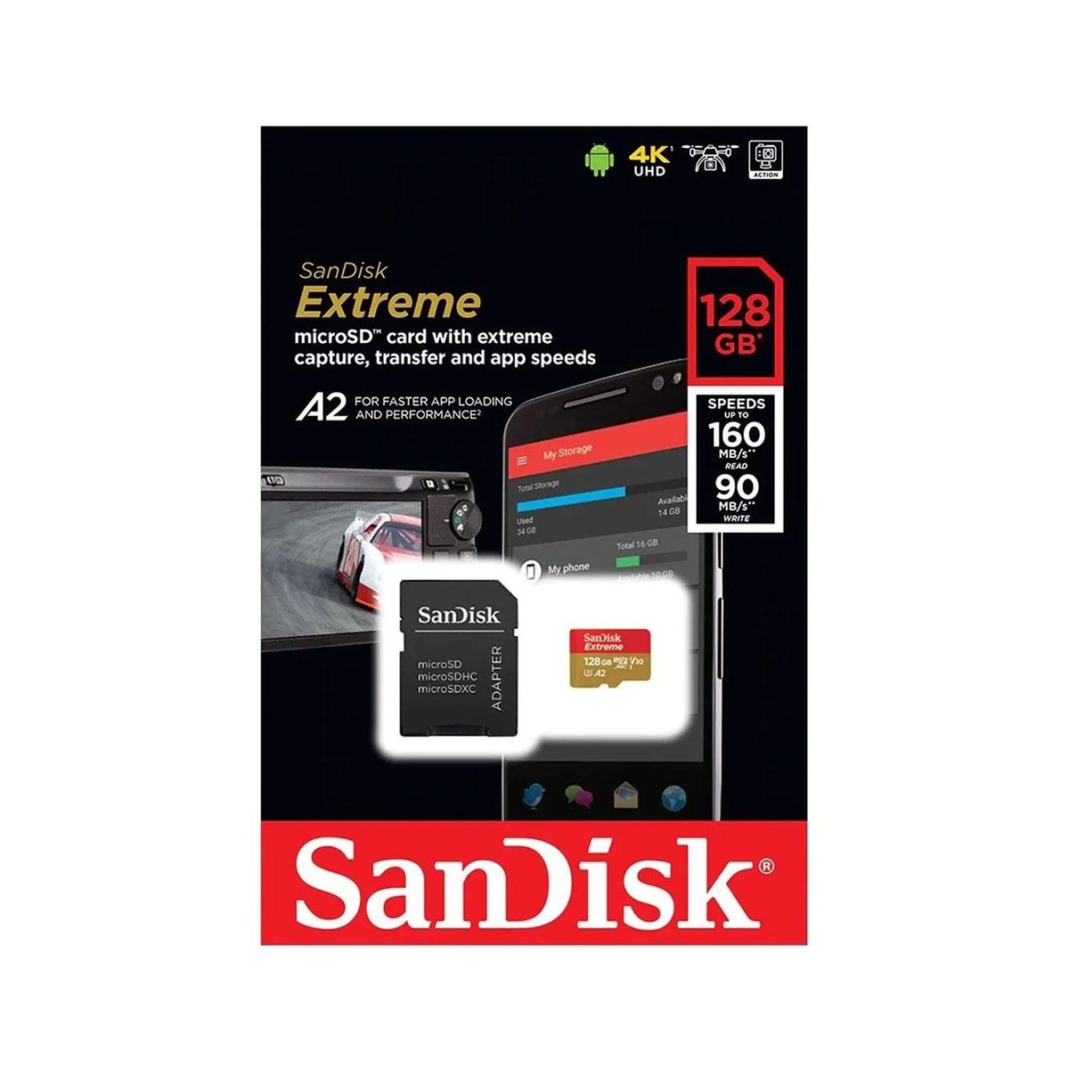 SANDISK - Extreme Microsd W/adapter 128g