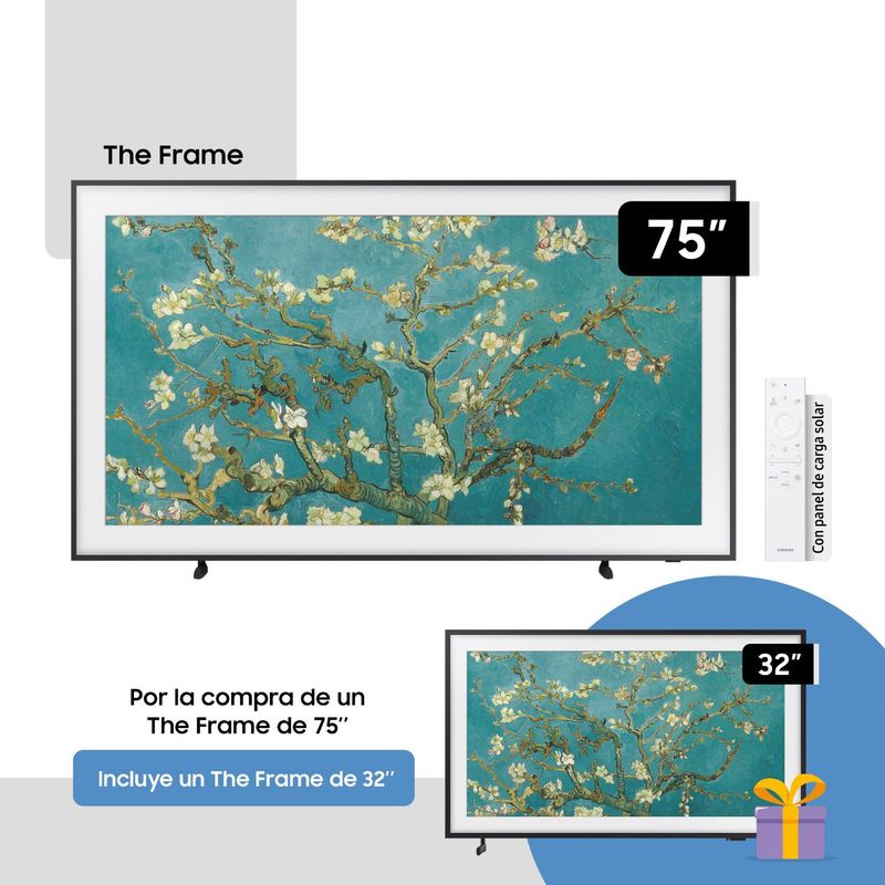 SAMSUNG - Televisor Samsung The Frame 75" + 32" Qled 4k F-qn75ls03b-9