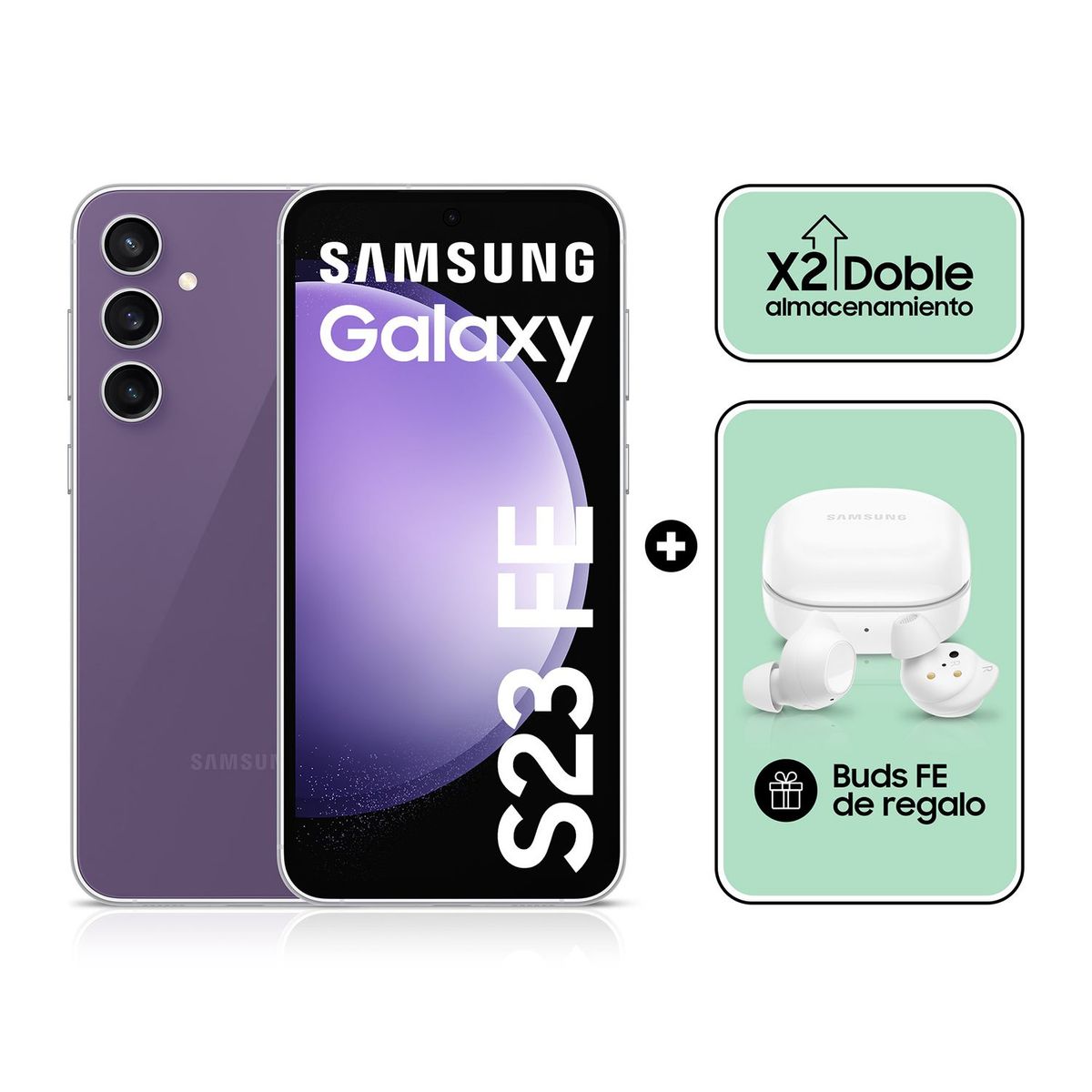 SAMSUNG - Samsung Galaxy S23fe 256gb Purple + Buds Fe White
