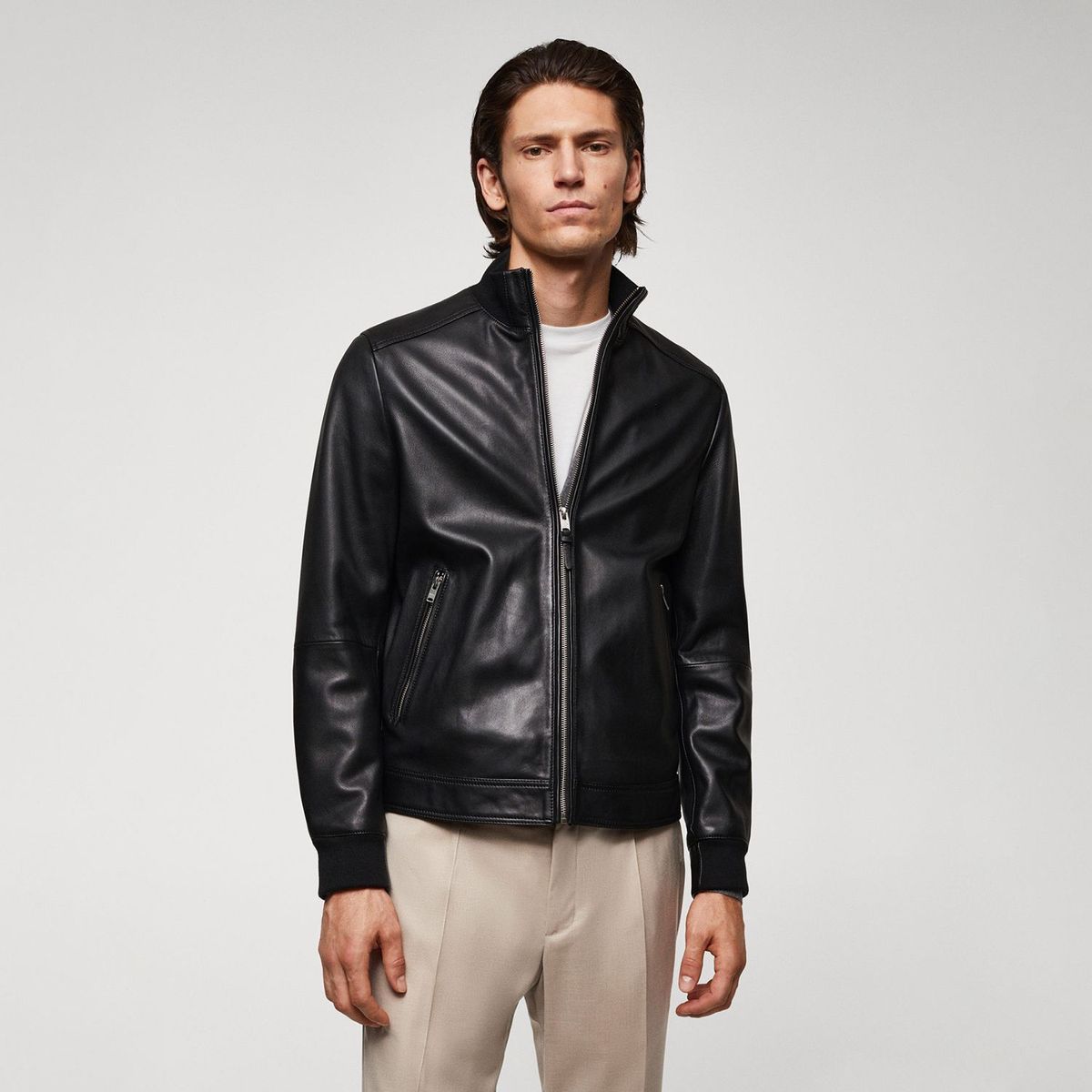 MANGO - Casaca 100% Cuero Hombre Mango