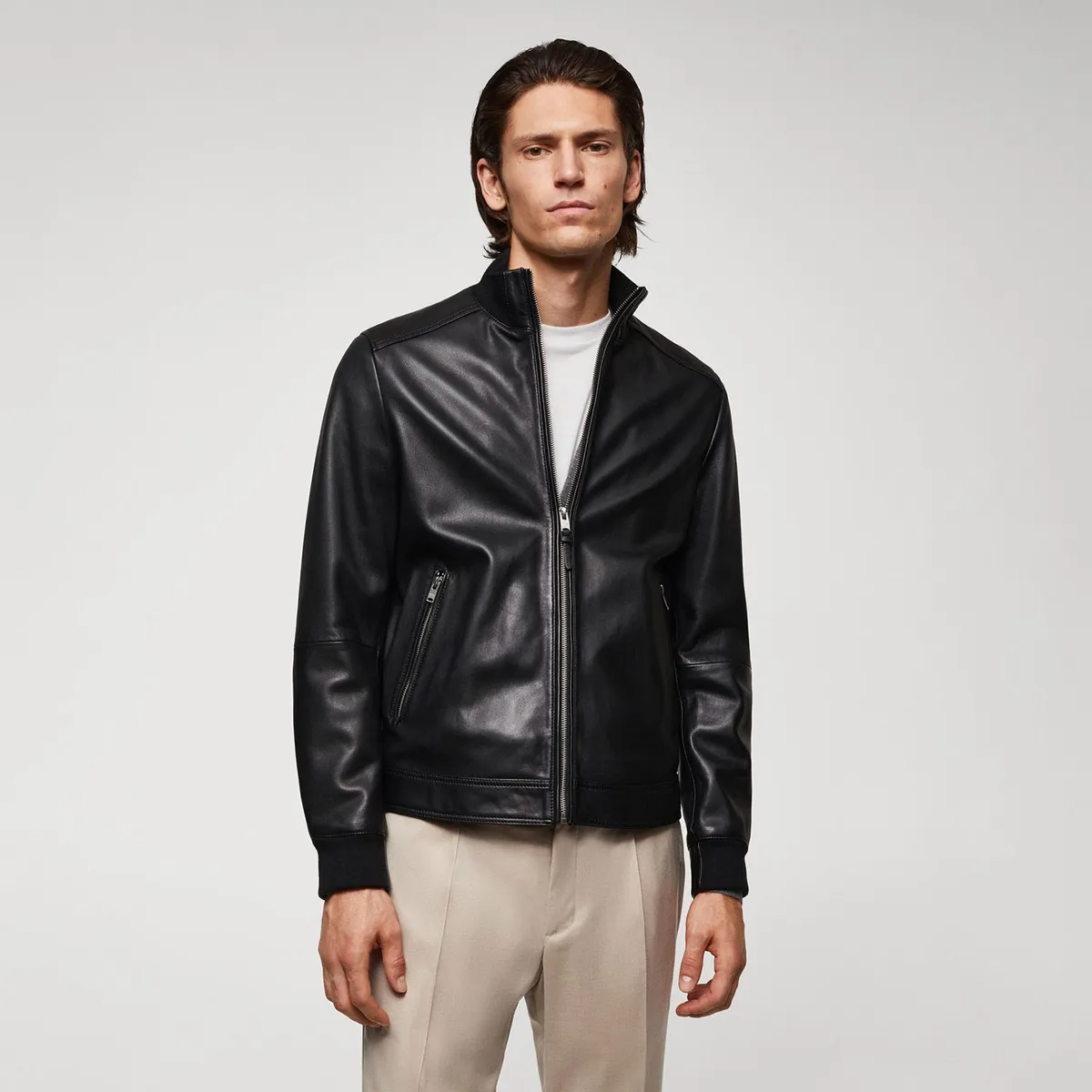 MANGO - Casaca 100% Cuero Hombre Mango