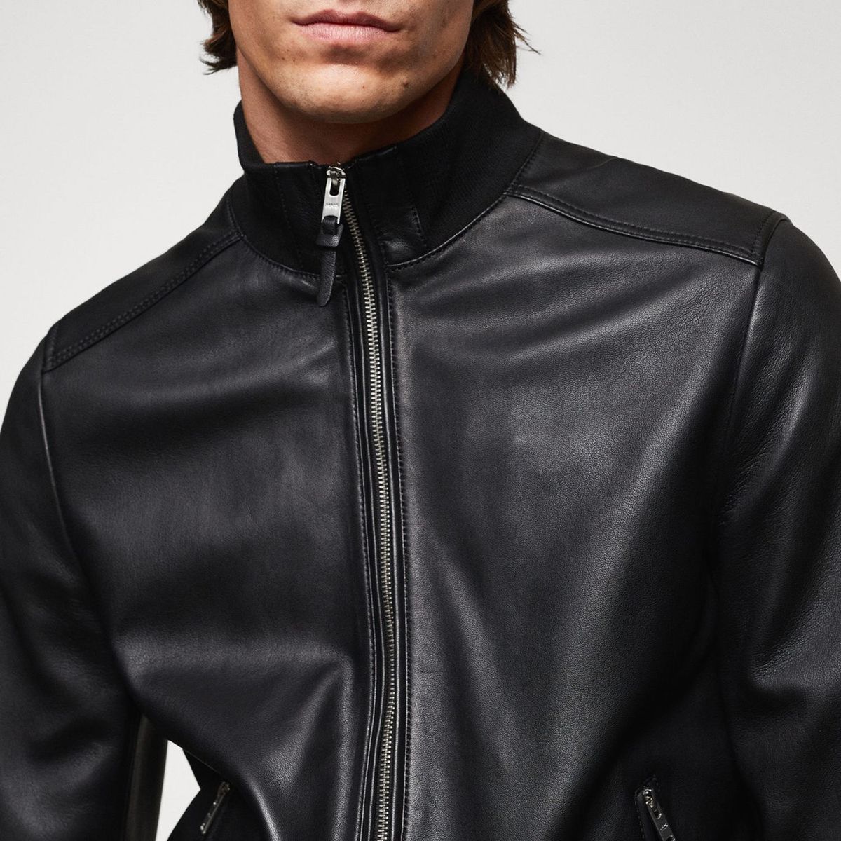 MANGO - Casaca 100% Cuero Hombre Mango