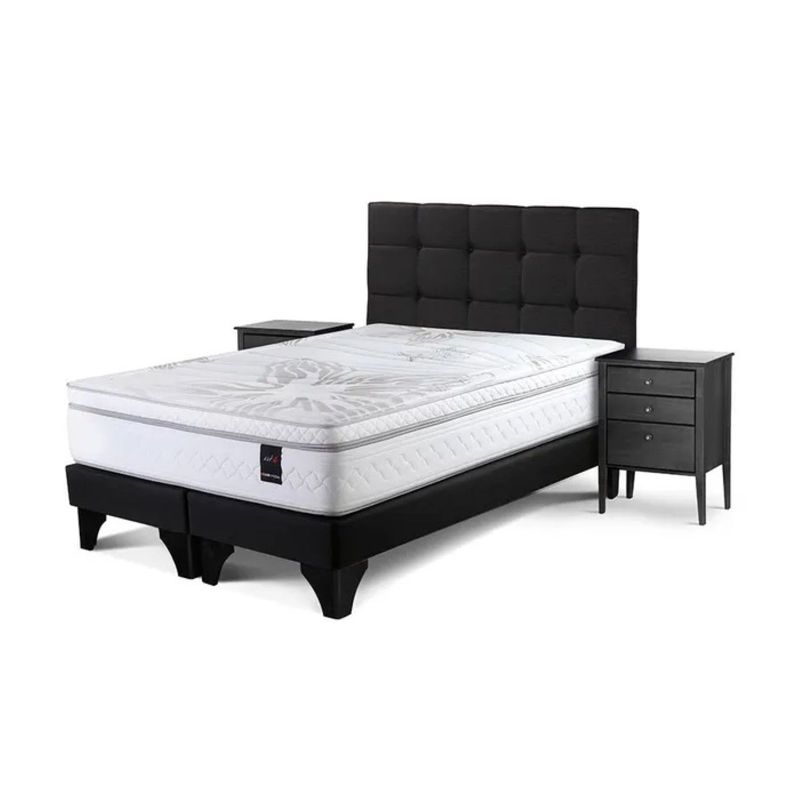 ROSEN - Dormitorio Europeo Art 4 Issey Grafito King + 2 Veladores 