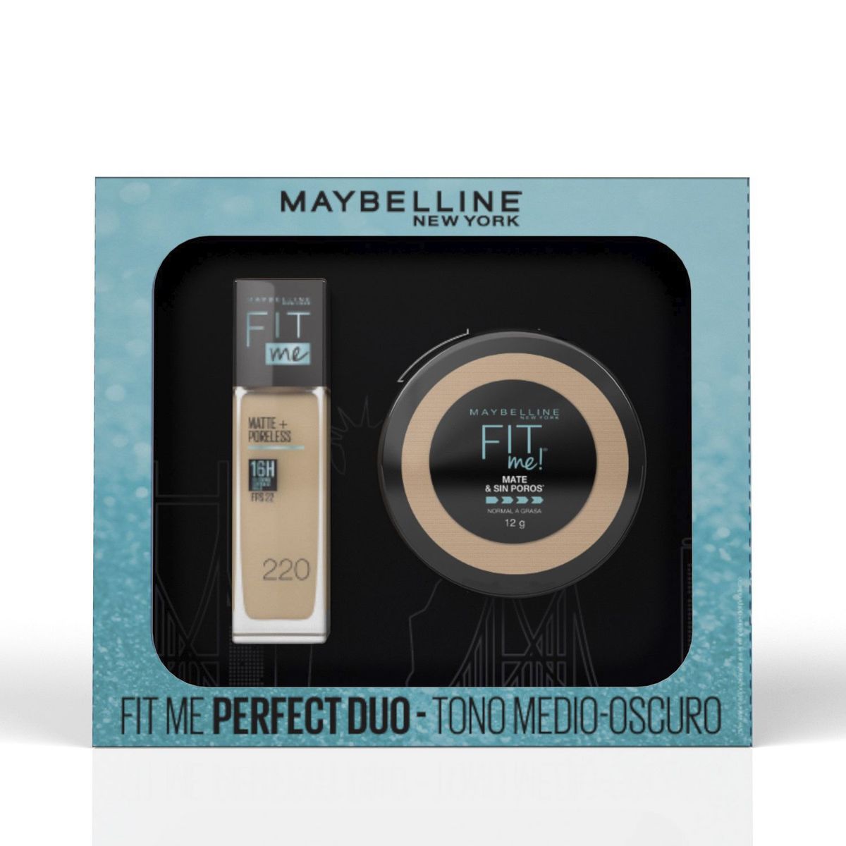 MAYBELLINE - Set Base Fitme 220 + Polvos Fitme 220 Maybelline