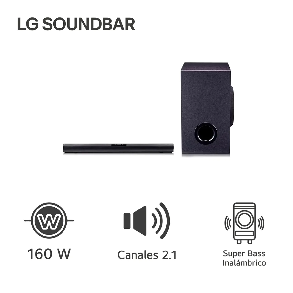 LG - LG Soundbar SQC1 160W Bluetooth Sonido Potente