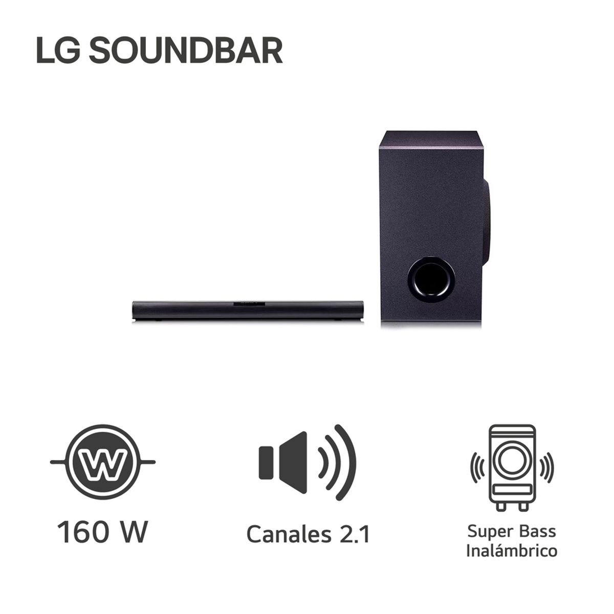 LG - LG Soundbar SQC1 160W Bluetooth Sonido Potente