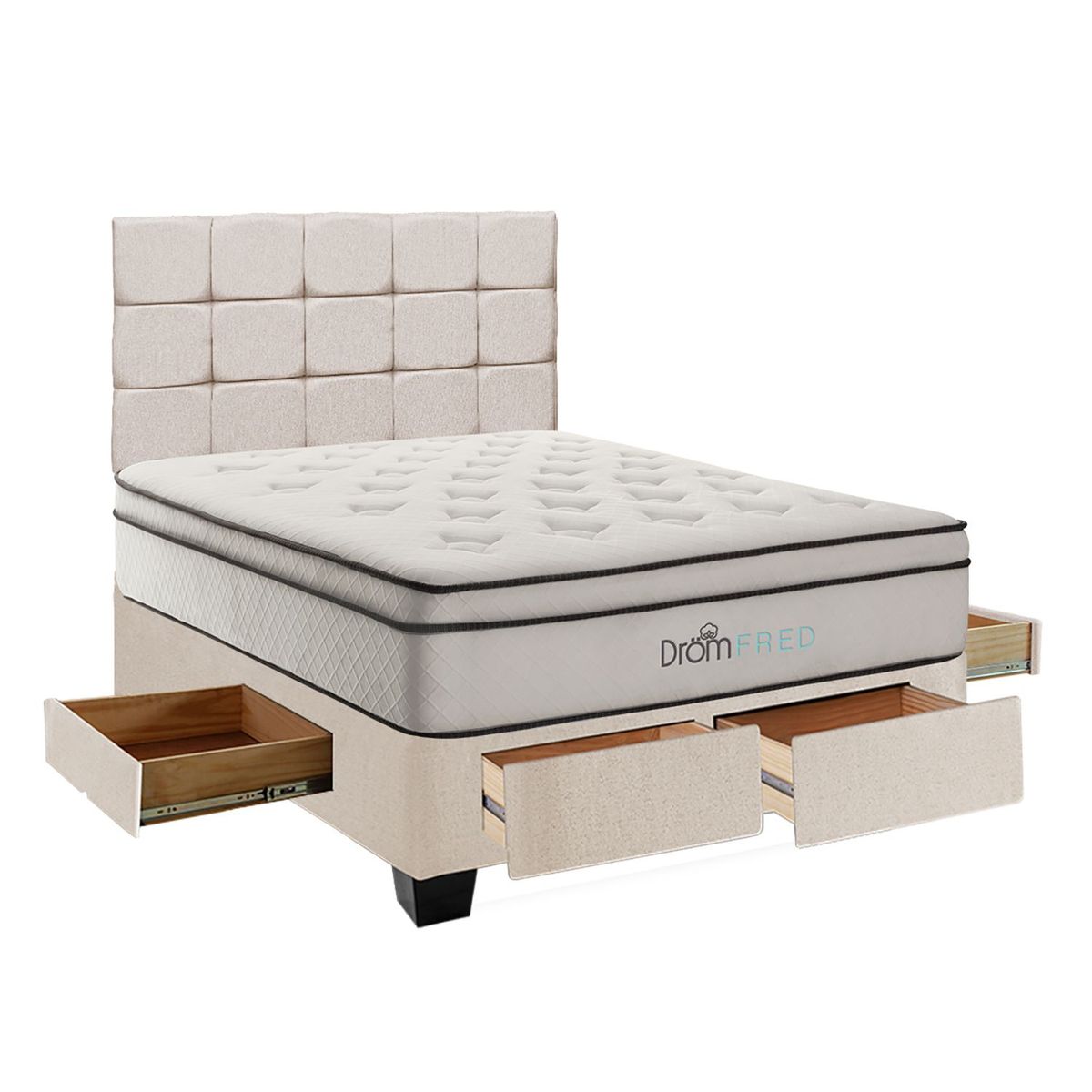 DROM - Dormitorio con Cajones Fred 2 Plz + 2 Almohadas Viscoelásticas + Protector